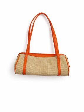 St. John's Bay Small Woven Shoulder Bag – Orange Trim -Resort Ready